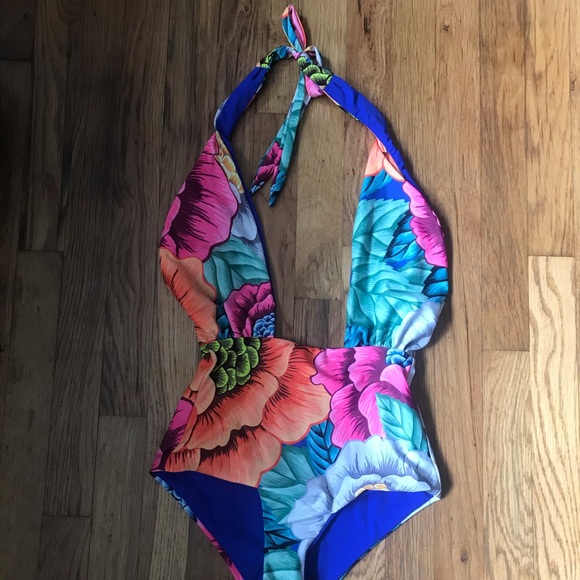 Mara Hoffman crossover reversible floral one piece - Picture 3 of 7